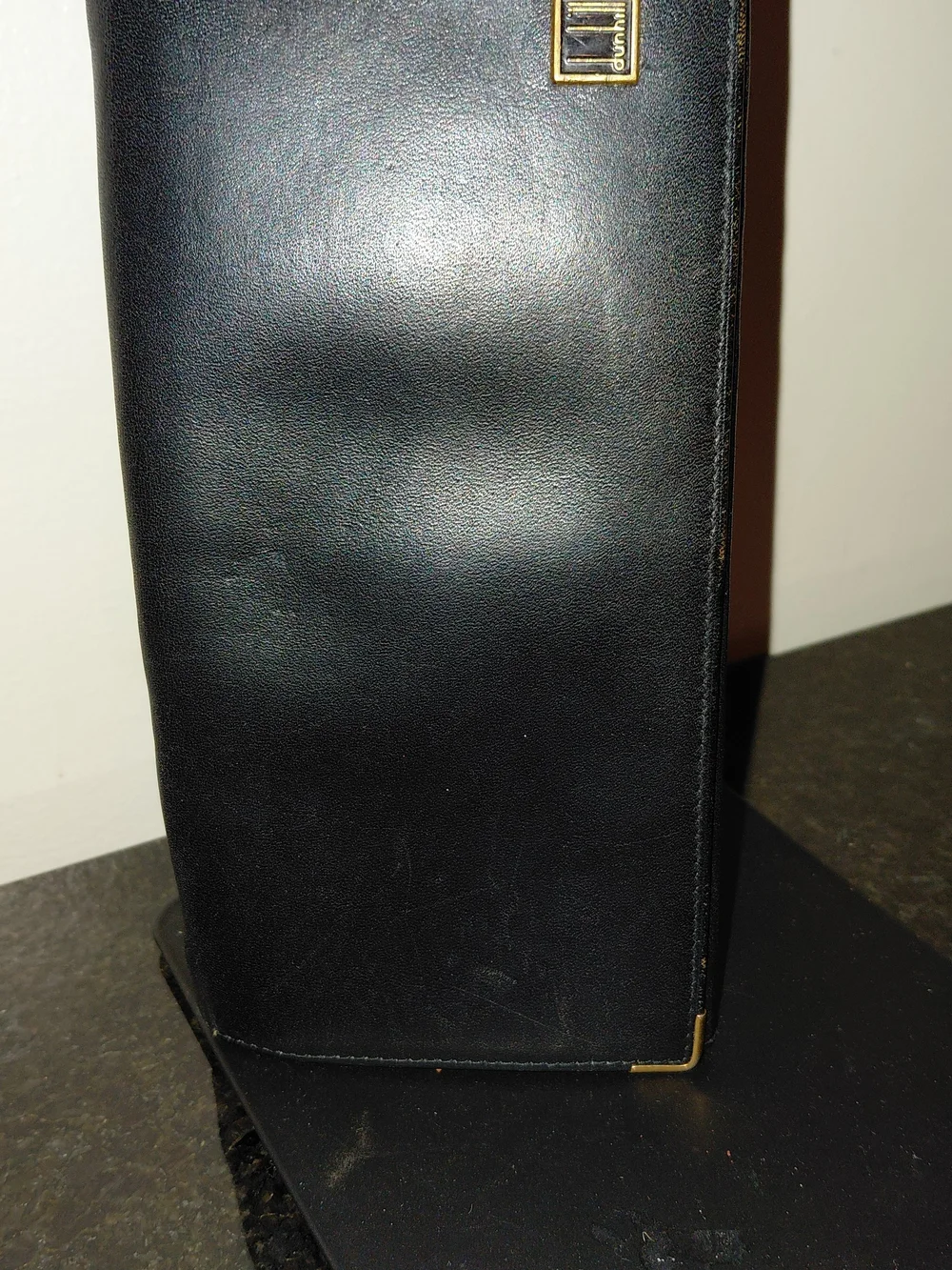 Alfred Dunhill Black Soft Leather Long Bifold Card Holder Travel Wallet GUC!